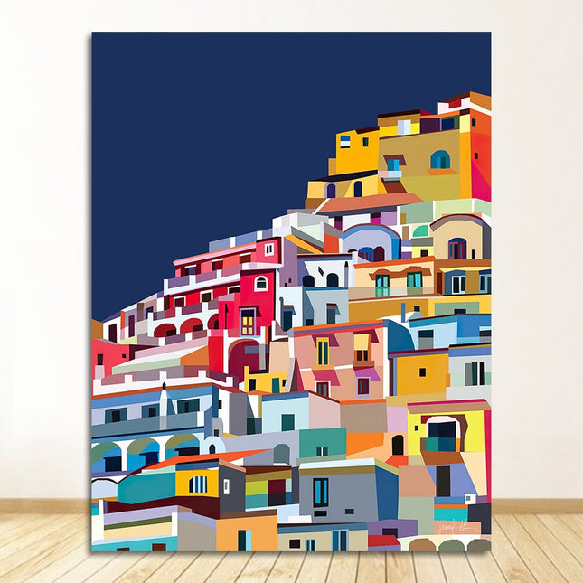 ChandelierDecor - Colourful Architecture art Amalfi Coast Positano Italy Canvas Wall Art
