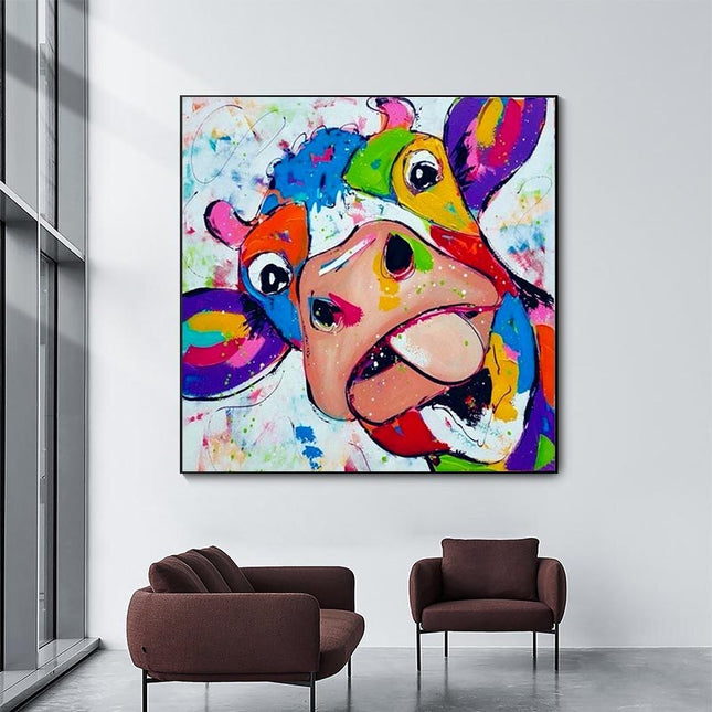ChandelierDecor - Colourful Cow Head Canvas Wall Art