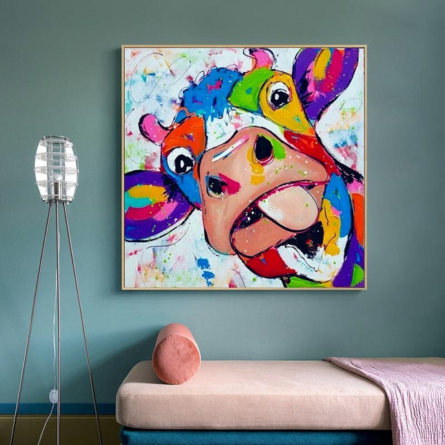 ChandelierDecor - Colourful Cow Head Canvas Wall Art