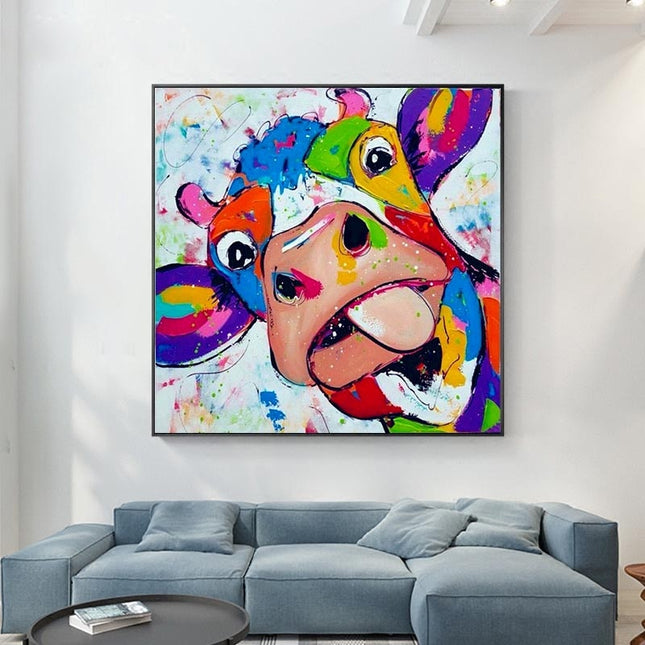ChandelierDecor - Colourful Cow Head Canvas Wall Art