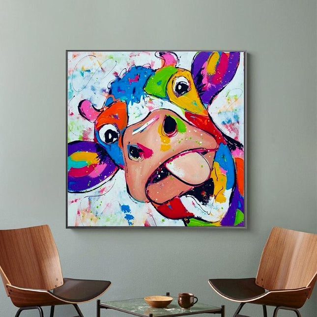 ChandelierDecor - Colourful Cow Head Canvas Wall Art