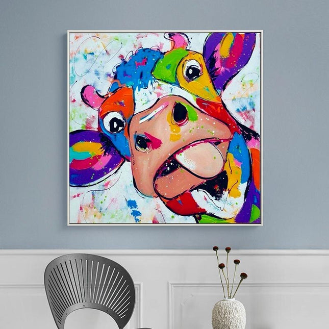 ChandelierDecor - Colourful Cow Head Canvas Wall Art