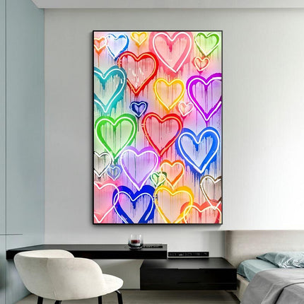 ChandelierDecor - Colourful Love Hearts Canvas Wall Art