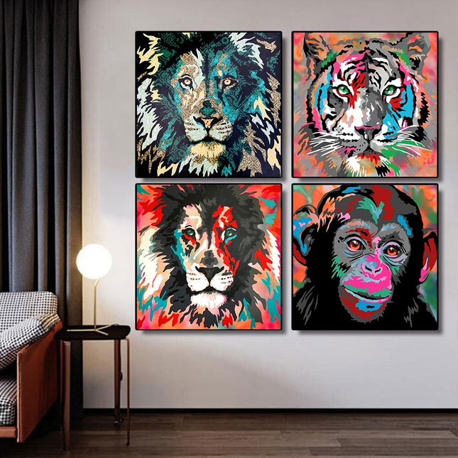 ChandelierDecor - Colourful Monkey Lion Canvas Wall Art