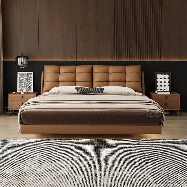 ChandelierDecor - Cowhide Leather Leather Bed Frame