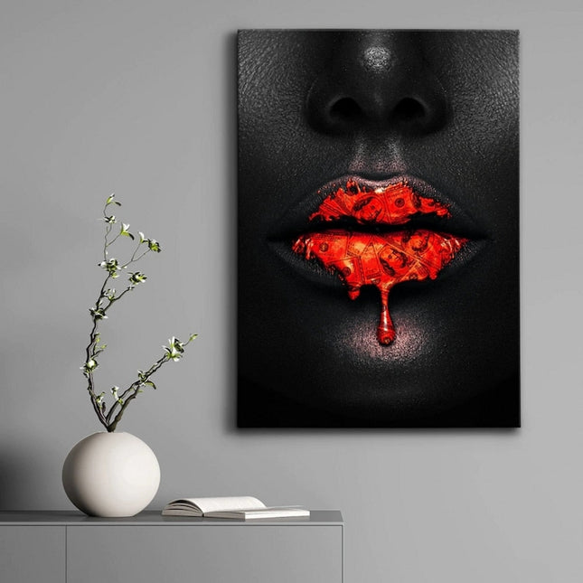 ChandelierDecor - Creative Red Lips Dollar Canvas Wall Art