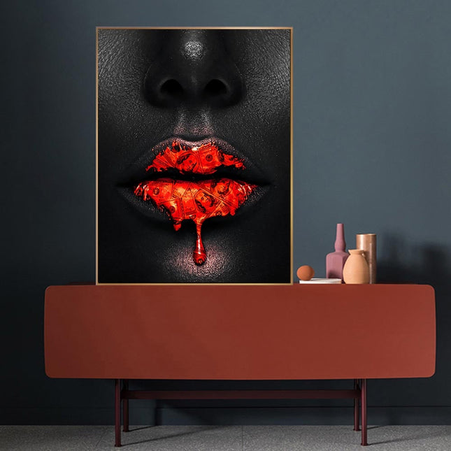ChandelierDecor - Creative Red Lips Dollar Canvas Wall Art