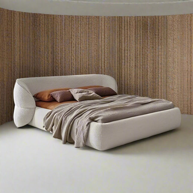 Lamb Fleece Curve Solid Wooden Bed Frame-Bed Frame