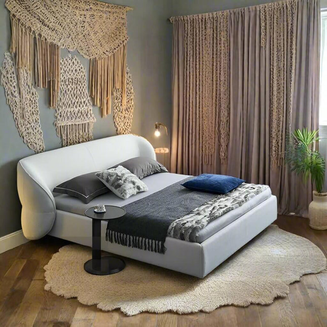 Lamb Fleece Curve Solid Wooden Bed Frame-Bed Frame