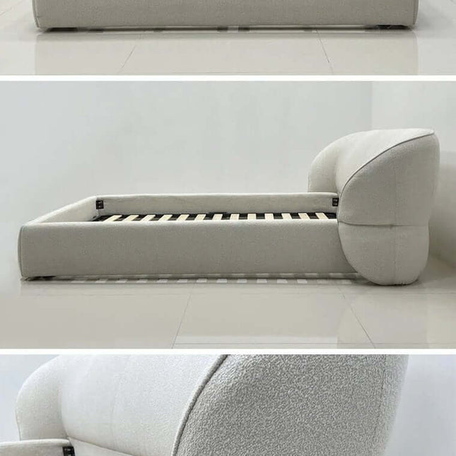 Lamb Fleece Curve Solid Wooden Bed Frame-Bed Frame