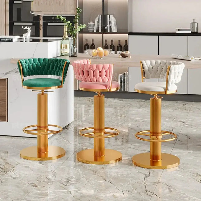 ChandelierDecor - Curve Velvet Bar Stool – Adjustable Kitchen Island Seating