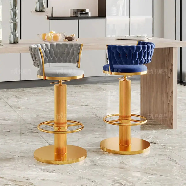 ChandelierDecor - Curve Velvet Bar Stool – Adjustable Kitchen Island Seating