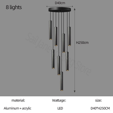 ChandelierDecor - Cylindrical Pendant Staircase Chandelier