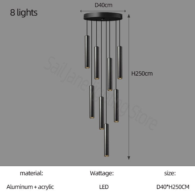 ChandelierDecor - Cylindrical Pendant Staircase Chandelier