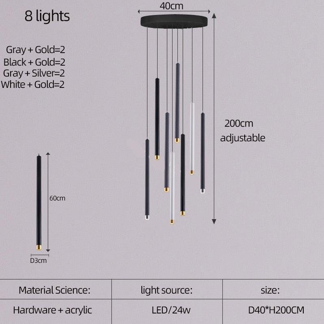 ChandelierDecor - Cylindrical Two Color LED Chandelier - Dazzling Illumination