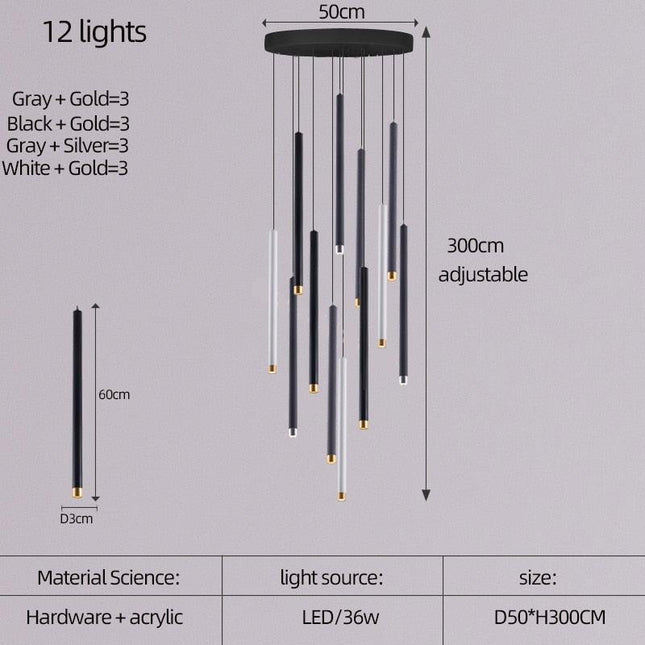 ChandelierDecor - Cylindrical Two Color LED Chandelier - Dazzling Illumination