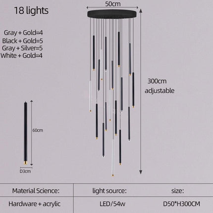 ChandelierDecor - Cylindrical Two Color LED Chandelier - Dazzling Illumination