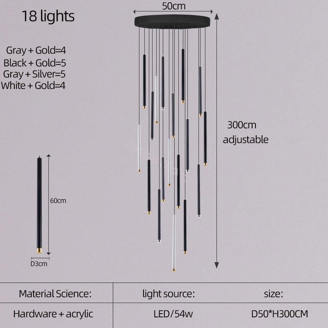 ChandelierDecor - Cylindrical Two Color LED Chandelier - Dazzling Illumination
