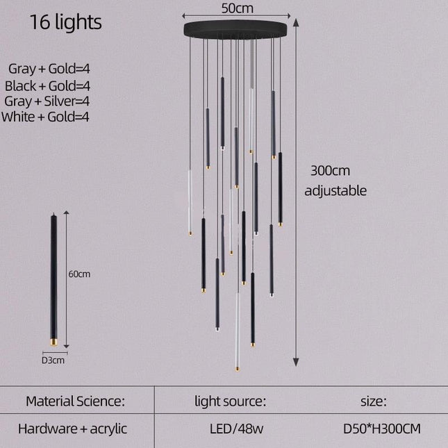 ChandelierDecor - Cylindrical Two Color LED Chandelier - Dazzling Illumination