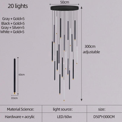 ChandelierDecor - Cylindrical Two Color LED Chandelier - Dazzling Illumination