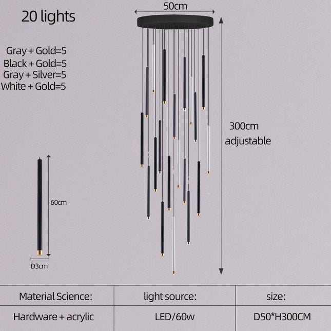 ChandelierDecor - Cylindrical Two Color LED Chandelier - Dazzling Illumination