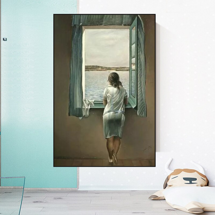 ChandelierDecor - Dali Surreal Canvas Wall Art - Young Woman at The Window
