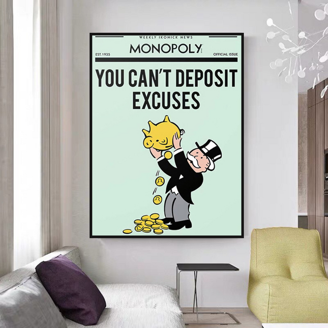 ChandelierDecor - Deposit Excuses: Monopoly Canvas Wall Art