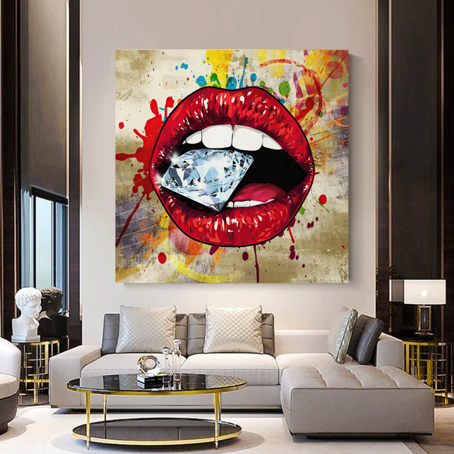 ChandelierDecor - Diamond in Lips Canvas Wall Art