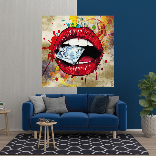 ChandelierDecor - Diamond in Lips Canvas Wall Art