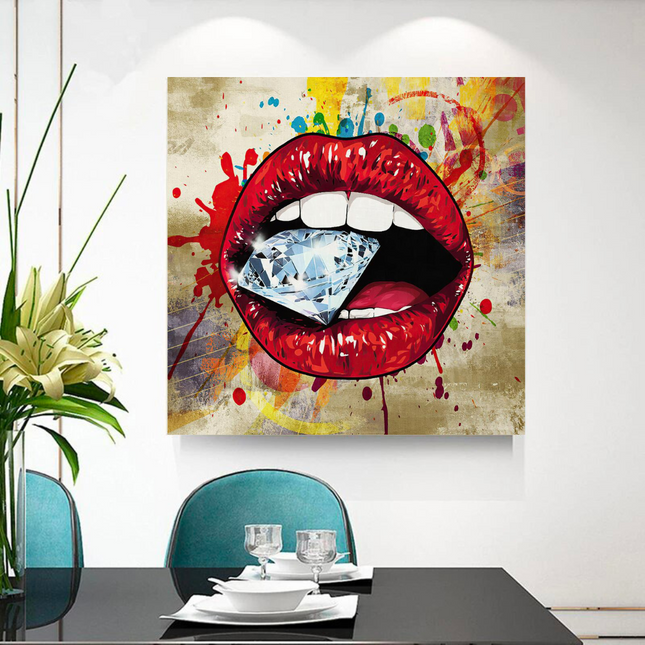 ChandelierDecor - Diamond in Lips Canvas Wall Art