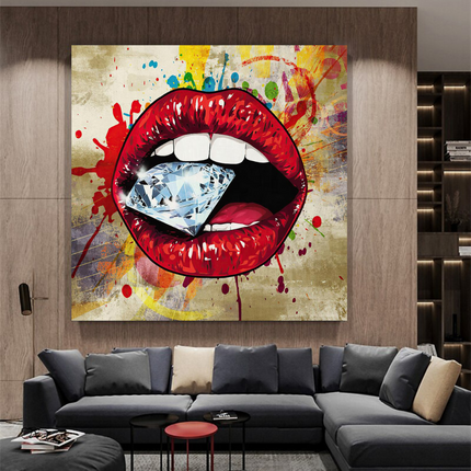 ChandelierDecor - Diamond in Lips Canvas Wall Art