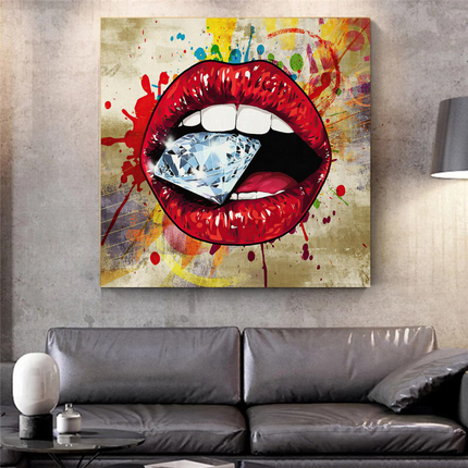 ChandelierDecor - Diamond in Lips Canvas Wall Art