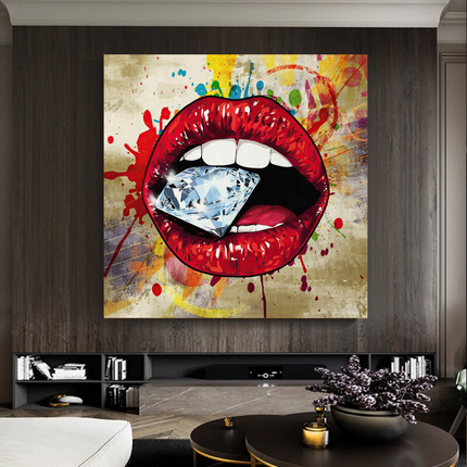 ChandelierDecor - Diamond in Lips Canvas Wall Art