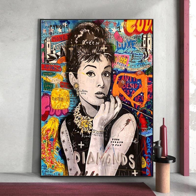 ChandelierDecor - Diamonds: Audrey Hepburn Canvas Wall Art