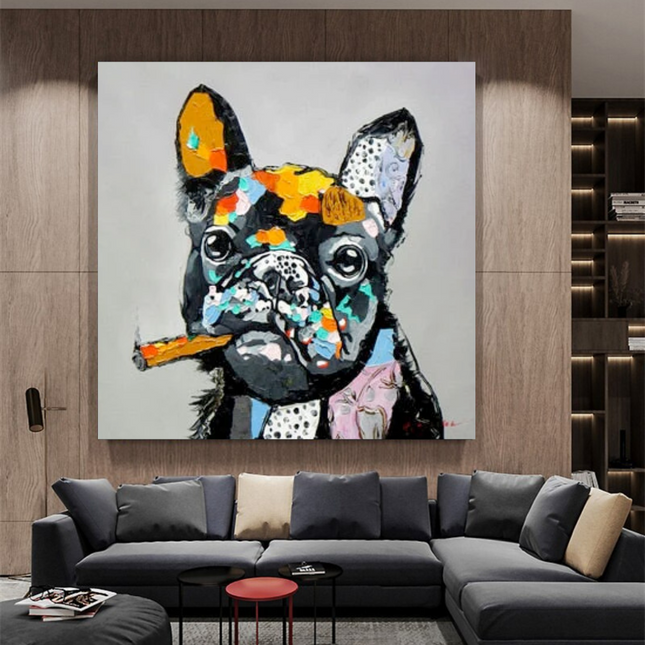 ChandelierDecor - Dog Cheers Smoking Bulldog Canvas Wall Art
