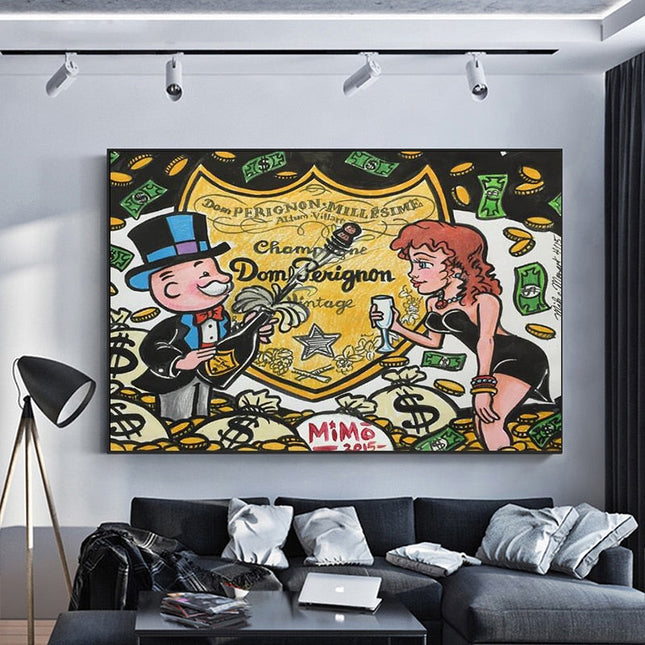 ChandelierDecor - Dom Perignon: Mr Monopoly Canvas Wall Art