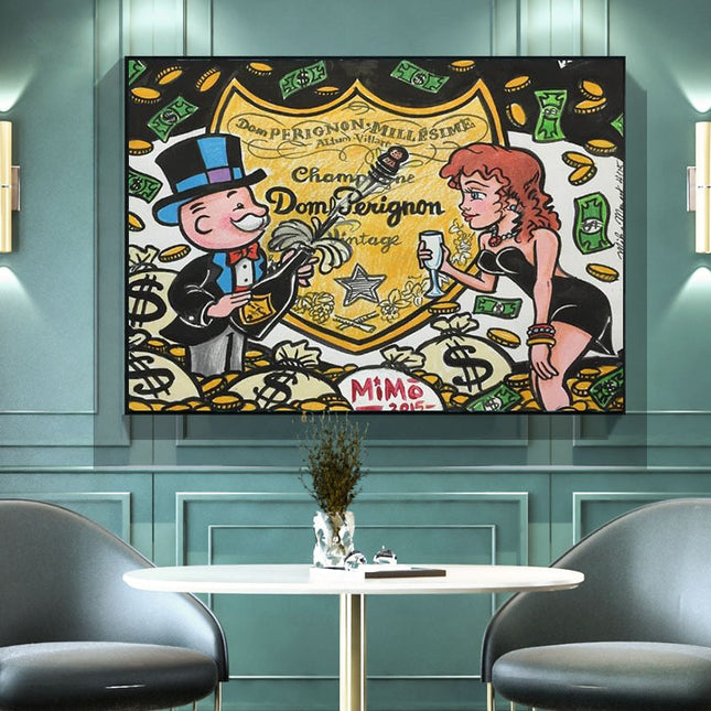 ChandelierDecor - Dom Perignon: Mr Monopoly Canvas Wall Art