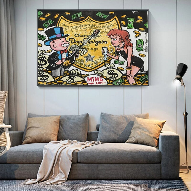 ChandelierDecor - Dom Perignon: Mr Monopoly Canvas Wall Art