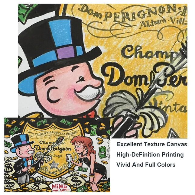 ChandelierDecor - Dom Perignon: Mr Monopoly Canvas Wall Art