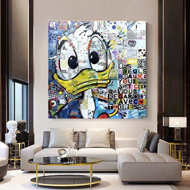 ChandelierDecor - Donald Duck Canvas Wall Art with Tenderness Quote - The Only Beautiful Eyes
