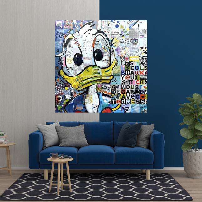 ChandelierDecor - Donald Duck Canvas Wall Art with Tenderness Quote - The Only Beautiful Eyes