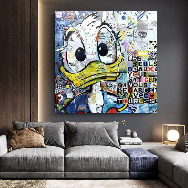 ChandelierDecor - Donald Duck Canvas Wall Art with Tenderness Quote - The Only Beautiful Eyes