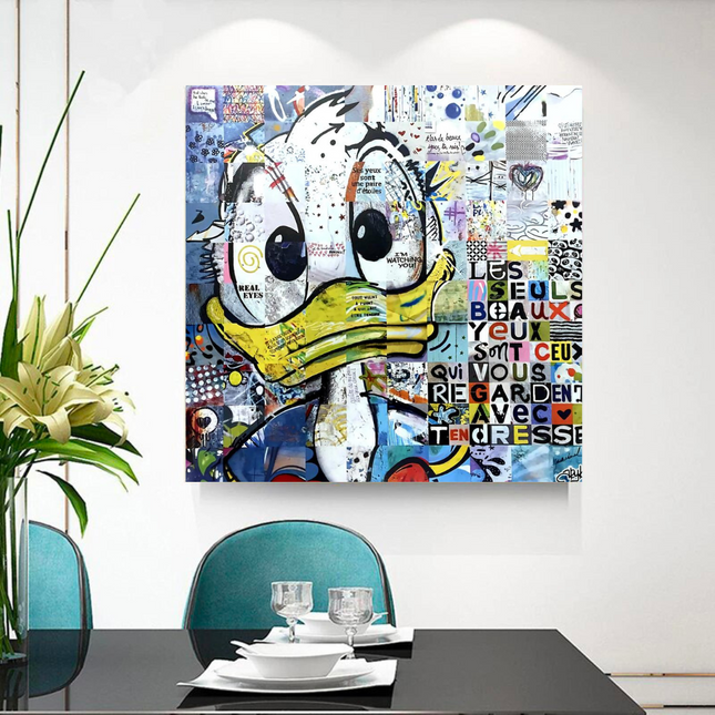 ChandelierDecor - Donald Duck Canvas Wall Art with Tenderness Quote - The Only Beautiful Eyes