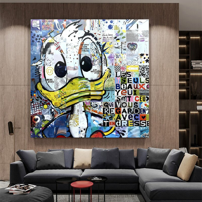 ChandelierDecor - Donald Duck Canvas Wall Art with Tenderness Quote - The Only Beautiful Eyes