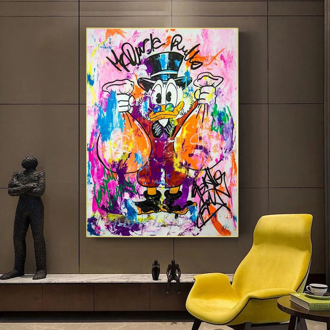 ChandelierDecor - Donald Duck Rich Money Canvas Wall Art
