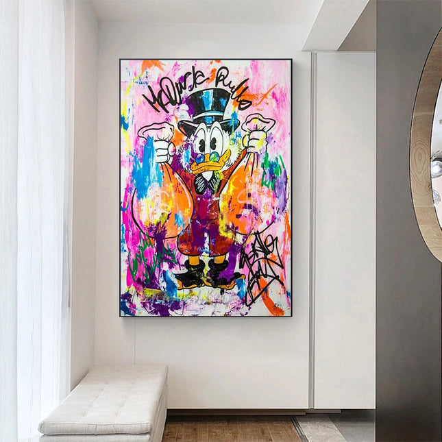 ChandelierDecor - Donald Duck Rich Money Canvas Wall Art