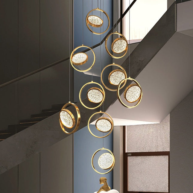 ChandelierDecor - Double Rings Staircase Chandelier: Luxury Lighting Fixture