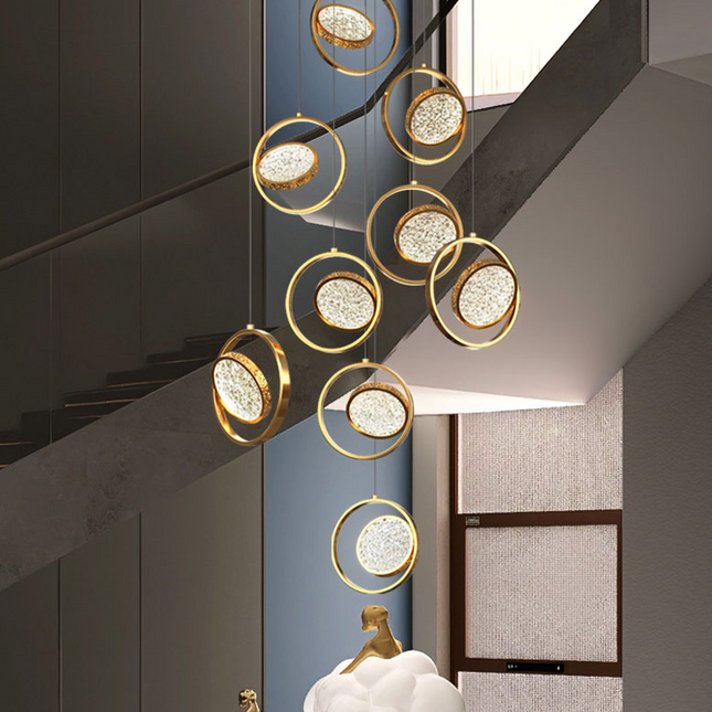 ChandelierDecor - Double Rings Staircase Chandelier: Luxury Lighting Fixture