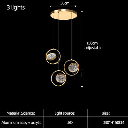 ChandelierDecor - Double Rings Staircase Chandelier: Luxury Lighting Fixture