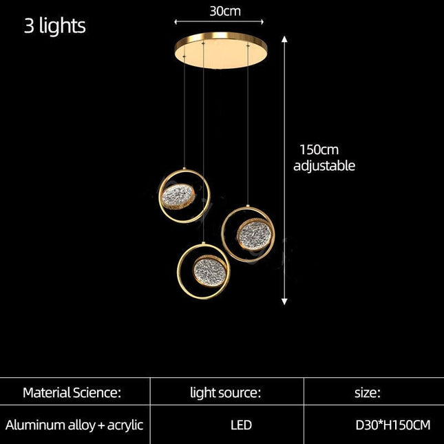 ChandelierDecor - Double Rings Staircase Chandelier: Luxury Lighting Fixture